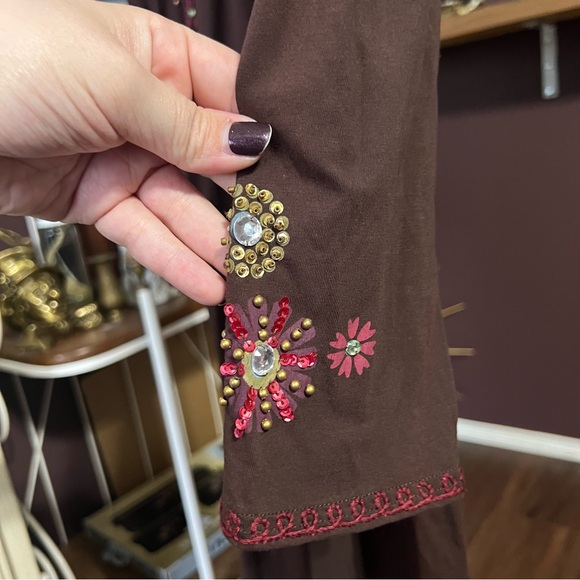 Double D Ranch Brown Embroidered Cotton Dress Size Small - Picture 8 of 11